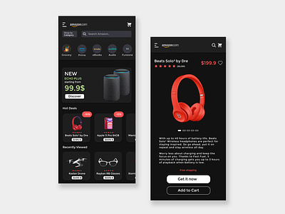 Amazon UI Redesign with Dark Mode | Rish Designs amazon android app app dark ui design ios app design rish rish designs ui ui ux uidesign uiux web design