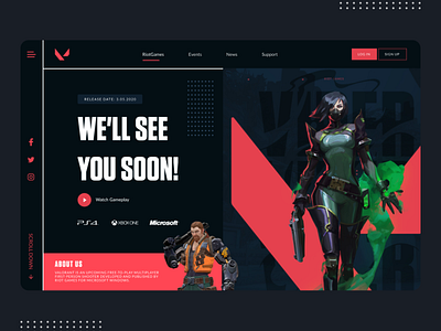 Valorant UI Design Concept | Rish Designs app concept dailyui design figma hero landing page riotgames rish rish designs ui ui design ui ux uiux ux uxui valorant website website concept website design