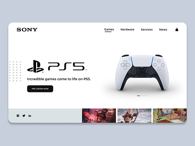 Sony PS5 UI Design Concept | Rish Designs dailyui figma hero landing page light ui minimal playstation5 ps5 rish rish designs ui ui ux ui design uidesign uiux ux uxui website website design website designer