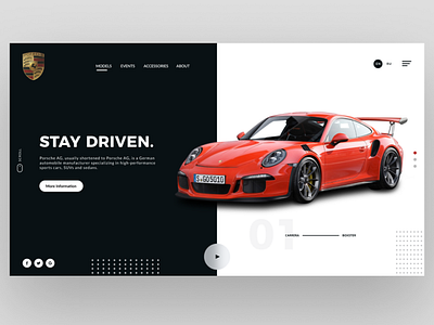 Porsche Header UI Design Concept | Rish Designs car website dailyui dark ui figma header hero landing page design porsche porsche 911 rish designs ui ui design uiux ux uxui