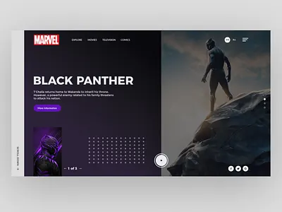 Black Panther UI Concept 2020 | Rish Designs adobexd black panther blackpanther dailyui dark ui dc comic disney figma hero design imdb landingpage marvel marvel rish designs ui ui design uidesigner ux uxui webdesign website design