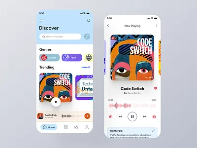 Podcast App UI Design | Rish Designs best ui design dailyui design figma illustration light theme ui minimal ui minimal ui design mobile ui music app ui podcast app ui design radio app ui rish designs ui ui design ui design india ui designer india ui inspiration uidesign ux