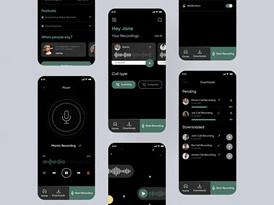 Call Recording App UI Design | Rish Designs adobe xd ui best dark theme ui call app ux design call recorder call recording app ui call recording app ux caller app ui design dailyui dark mobile ui design dark mode app design dark theme ui dark ui figma dark theme template india ui designer recording app ui rish designs truecaller redesign ui ui design ultimate ui ux