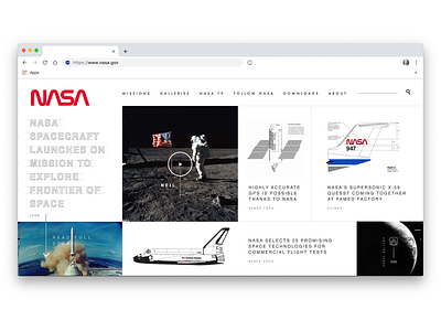 NASA Concept design minimal typography ui web website