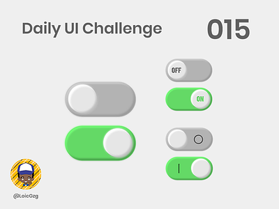 Daily UI Challenge 015 - On/Off Switch Button button challenge daily ui green grey inner shadow ios off on shadow switch ui
