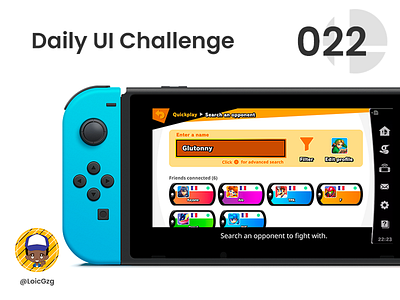 Daily UI Challenge 022 - Search daily ui dailyui dailyuichallange dailyuichallenge fighter figma friends gamedesign gaming nintendo nintendoswitch online search smash bros