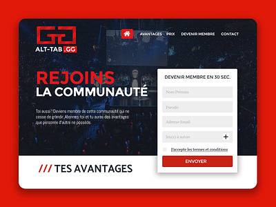 Esport website landing page