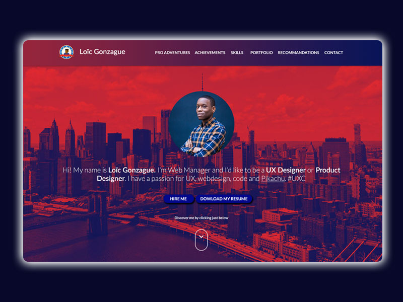 New Resume and Portfolio Website hiring cv jquery css html red blue gradient responsive resume portfolio website