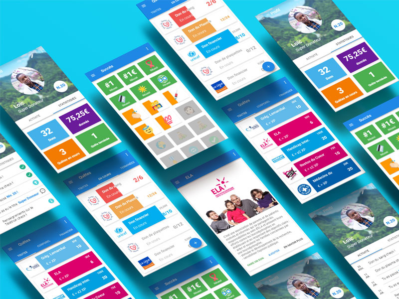 Screens for a donation app material design ui past projects ux organization donation war screens blue donate donation mobile app