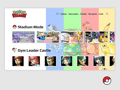 Pokemon Stadium Website adobe xd games homepage pikachu pokeball pokemon prototype retrogaming stadium video games website