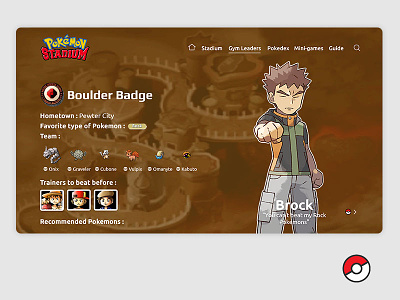 Pokemon Stadium - Gym Leader page - Brock