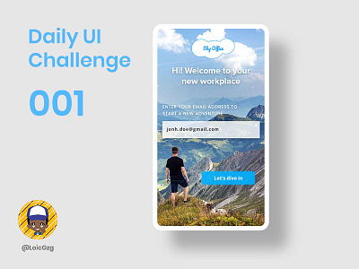 Daily UI Challenge 001 - Sign Up page blue challenge dailyui design happy new year landscape mobile sign up sky start page ui