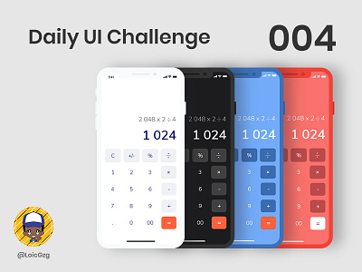 Daily UI Challenge 004 - Calculator blue calculator challenge clean ui dailyui dark iphone light phone red ui