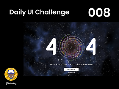 Daily UI Challenge 008 - 404 404 black black hole challenge dailyui error exist hole moon page space stars