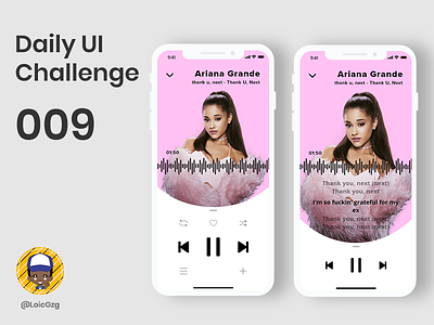 Daily UI Challenge 009 - Music Player app ariana grande challenge daily ui iphone mobile music music player pink player streaming thank u next
