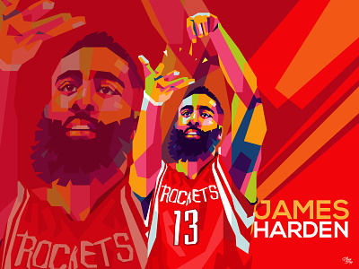 James Harden - Houston Rockets artwork basket basketball houston rockets illustration illustrator nba nba poster poly art polygon popart sport vector wpap