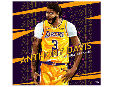 Anthony Davis - Digital Artwork anthony davis artwork basketball design digital art digitalart illustration illustrator lakers nba nba poster poly art popart sport vector