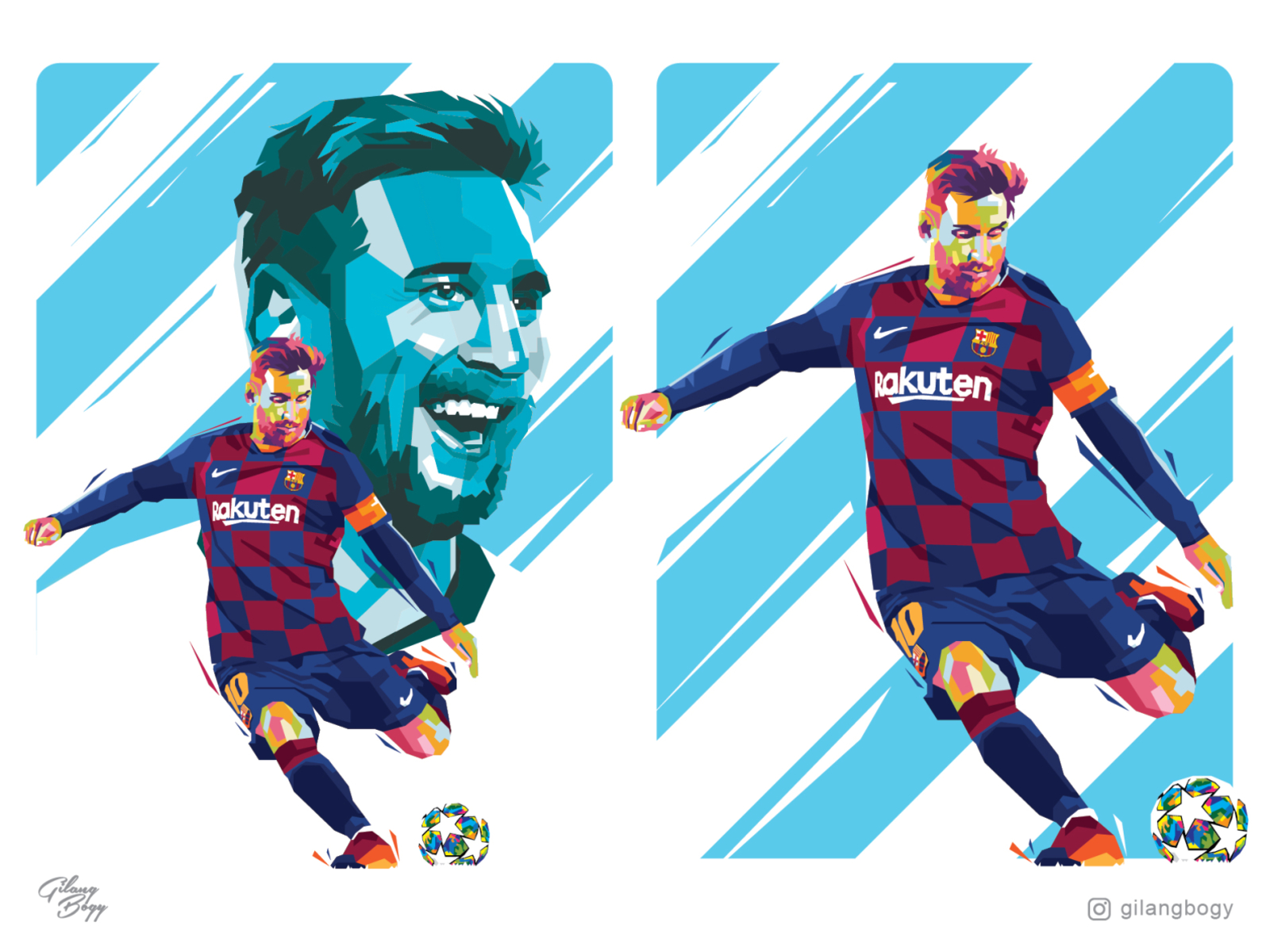 Lionel Messi artwork barcelona colorful digitalart football football club illustration illustrator messi pop art popart portrait soccer sport sports vector wpap