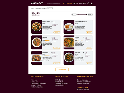 MAMAPUT MENU PAGE adobe photoshop auto animate branding design design challenge figma figmadesign flat icon illustration illustrations landing page macbook minimal type typography ui ux web website