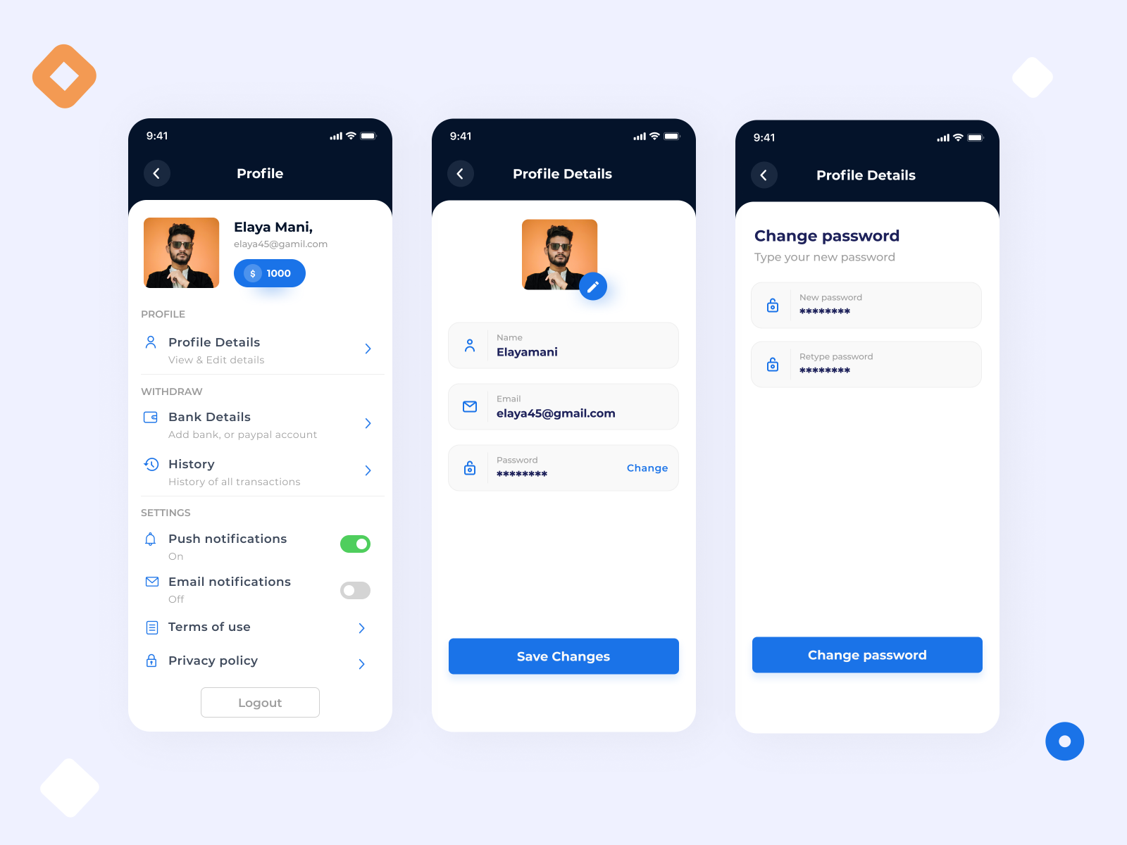 Profile screen - app design by Elayamanikandan on Dribbble