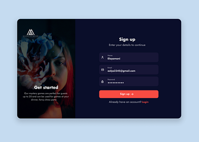 Sign up - Game Design branding dailyui design dribbble illustration interaction landing page design minimal typography ui design uidesign uidesignpatterns web design website design