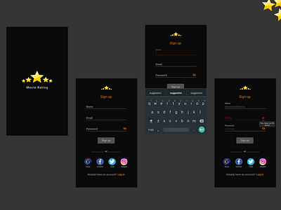 Dark theme sign up page android app dailyui dark app dark theme design dribbble love logo love ui siamese sign up sign up error page sign up page splash screen star logo ui ux design ui daily ui design ui designer uipractice