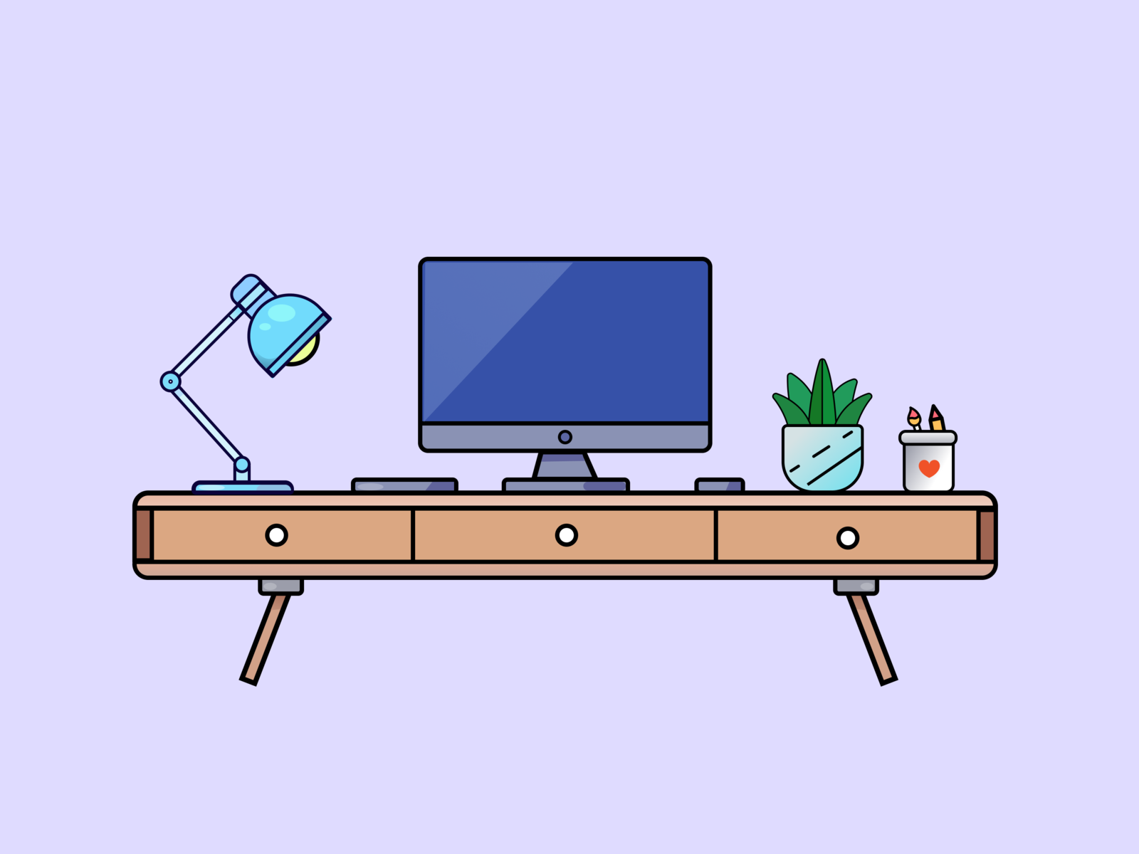 Working table illustration by Elayamanikandan on Dribbble