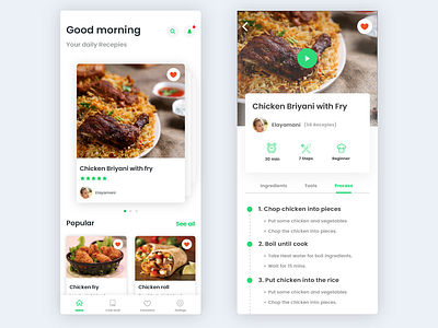 DailyUI 040 - Recipe adobe xd android app app apple design branding dailyui design dribbble flat food app google design interaction ios logo recipe app ui ui ux design uidesign uidesignpatterns ux