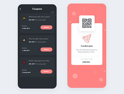 DailyUI 061 - Redeem coupon adobe xd android app branding dailyui dark mode dark theme darkui design dribbble flat illustration interaction interface ios ui ui ux uidesign uidesignpatterns uiux uxdesign