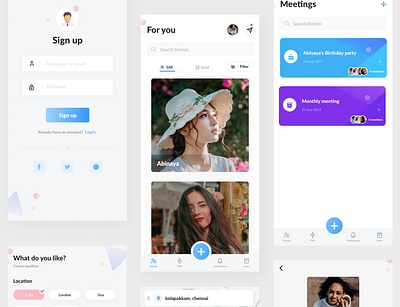 Makemyfriend ios application adobe xd aesthetic android app branding clean ui dailyui design designthinking dribbble flat ios iosdesign social media typography ui uidesign ux