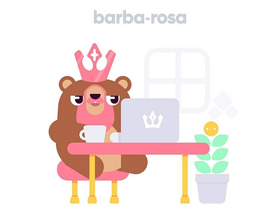 Stay at Home - Barba Rosa Illustration barbarosa bear beard branding coronavirus covid crown illustration manuelvergara pink queen