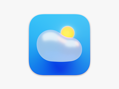 Bubbly Weather Icon 3d app big sur blue cloud clouds icon ios light sun ui weather weather app