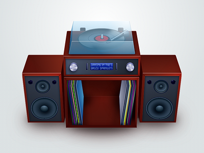 Turntable Stereo System icon illustration lp music skeumorphism stereo turntable