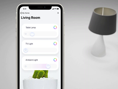 Smart Home: Lights 3d animation app design ios lamp lights lucas haas smarthome smartlights ui ux