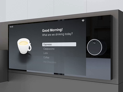 Display UI 3d animation coffee coffee machine interface iot lucas haas ui ux