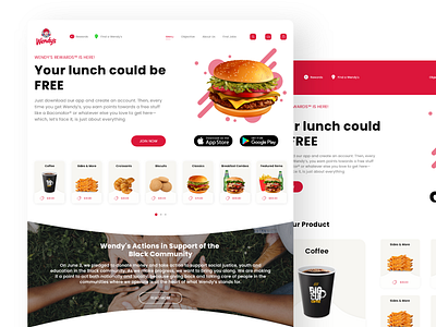 Wendy's Fast Food Website Redesign fastfood app modern design simple uiux web design web uiux webdesign website website concept website design