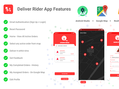 Online Food Delivery Android App - Delivery Rider For Purchase
