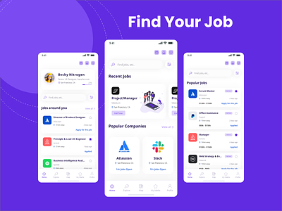 Find Recent Jobs iOS UI Kits adobe xd android ui kit design find jobs ios ui kit job application job finder mobile ui popular jobs recent jobs ui ui ux uiux