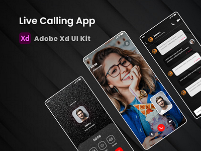 Live Video Call Mobile App UI Kit adobe xd android ui audio calling chat app ios ui live calling app messanger app mobile ui mobile ui kit skype ui ui design uidesign uiux ux video calling app voice call app whatsapp