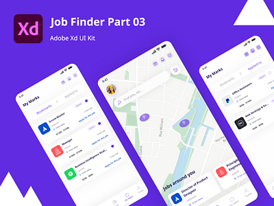 My Applied Jobs UI Kit adobe xd android design find ios job job application jobs kit kit8 mobile mobile app mobile ui online jobs ui ui kit uidesign uiux ux uxdesign