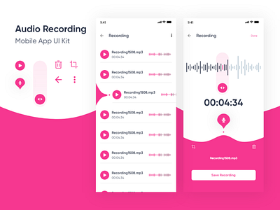 Audio Recording App Design adobe xd android app app audio audio app audio player audio recording design mobile app mobile app design mobile ui ui ui ux uiux ux voice voice recording