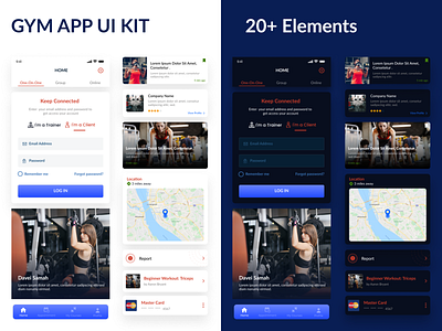 Fitness and Health App UI Templates adobe xd app ui black dark figma fitness fitness app ui girls gym light men ui kits white