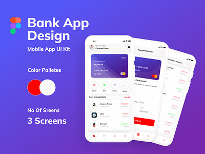 Bank App Screens Design Kit android bank card banking clean ui credit card debit card designing figma figma file finance app ios iphone mobile banking money app ui ui kit uiux uiux design ux
