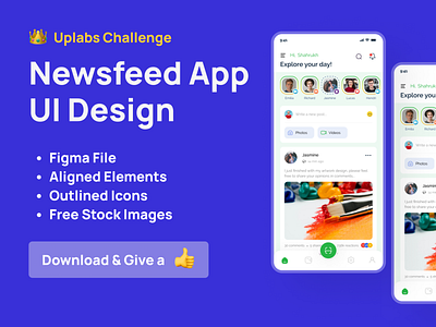 News Feed App UI Challenge android clean design feed figma ios light mobile app ui design news feed newsfeed source file ui ui mobile app ux