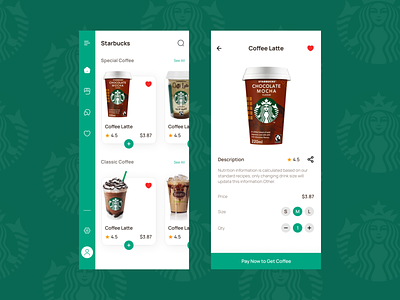 Starbucks App UI Design - Figma adobe xd branding clean clean ui coffee design figma light design mobile app design starbucks ui uiux ux white mode