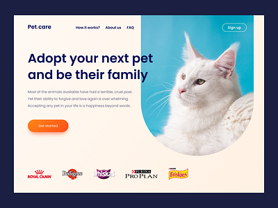 Pet.care · Animal Shelter Landing Page animal animalshelter design landing page petcare ui webdesign website