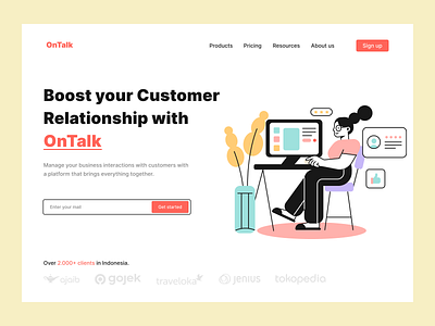 OnTalk · SaaS Customer Service Landing Page customer service design landing page saas ui webdesign website