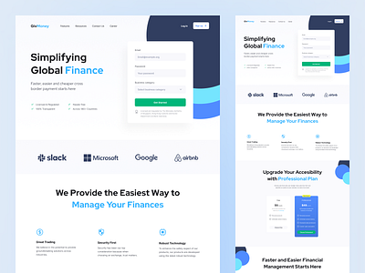 GivMoney (Light Mode) · Fintech Service Landing Page design financial fintech landing page ui webdesign website