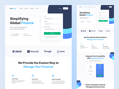 GivMoney (Light Mode) · Fintech Service Landing Page