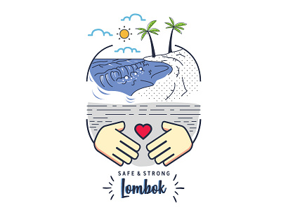 Safe & Strong Lombok! beach flat illustration indonesia island lombok minimal outline sea staystrong tropical vector
